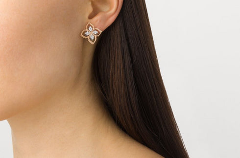 18kt rose gold Princess Flower diamond earrings